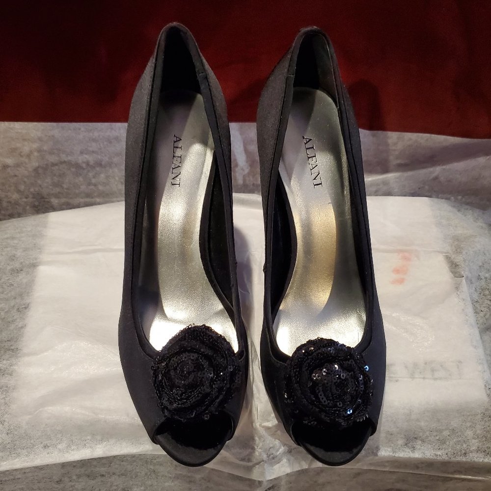 Alfani Womens Zepplyn Pump Shoes Black Platform Size 8